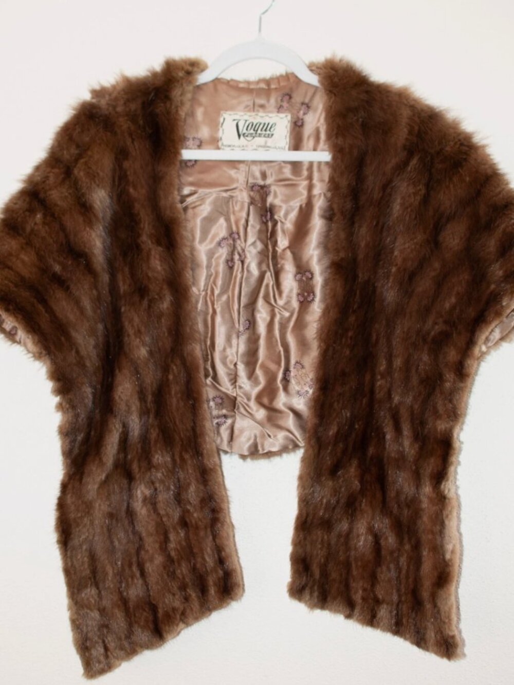 Vintage 40s 50s Vogue Furriers Real Mink Fur Stole Coat Winter Old Money Bridal